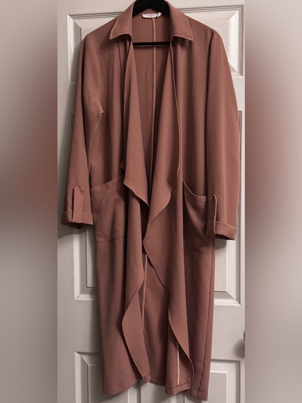 Lush Mauve Pink Drape Front Long Cardigan